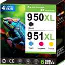 950XL 951XL Ink Cartridges Replacement for HP 950 951 Ink Cartridges Combo Pack Compatible with HP OfficeJet Pro 8100 8600 8610 8615 8620 Printer (4 Pack), 950 Black 951 Color, Updated With V17.2.1