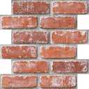 SMOOSTIKC 3D Peel and Stick Faux Brick Wall Panels 11.8" x 11.8" 10-Pack, Small Brick-Look Wall Sticker, Thin Lightweight PVC Self Adhesive Wall Tiles for Interior Decor, Old Orange