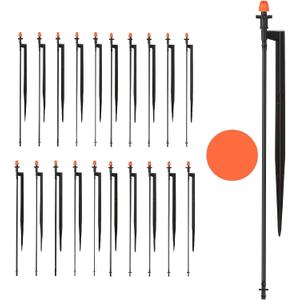 360 Degree Irrigation Sprinkler Heads: Micro Sprinkler Nozzle on 12 Inch Stake with 1/4" Tubing - Drip Spray Emitters for Garden Irrigation System (20 Pack)