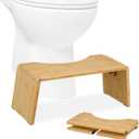 Relaxdays Folding Toilet Stool, Chair Support Toilet Stool Adult Bamboo, H x W x D: 19 x 48.5 x 20 cm, Natural