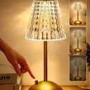 Set of 1 Rechargeable Table Lamps-Small Size Battery Powered Lamps-Cordless Desk Lamp for Restaurant Dinner Bathroom Kitchen Countertop Tabletop Ambient Lighting-Brushed Brass Gold Wireless Lamps