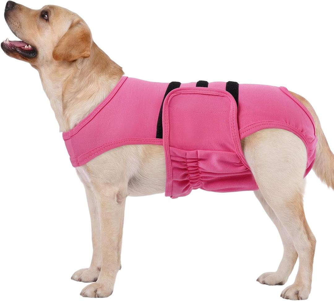 Lelepet Dog Diapers Female Washable, Reusable Puppy Doggie Pet Panties for Dogs in Heat, Adjustable Dog Diapers with Suspenders for Small Medium Large Dogs in Heat, Period, Incontinence, Pink L