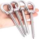 OHIYO 5 Inch Heavy Duty Eye Hooks M10 Self Tapping Eyelet Screw Load Capacity 700LBS Heavy Duty Screw in Eye Hooks for Hammock Stand, Swing Chair, Yoga, Heavy Indoor & Outdoor Uses (4Pack- M10) (Silver)