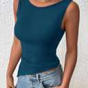 PRETTYGARDEN Womens Ruched Tank Tops 2026 Summer Sleeveless Slim Fit T Shirts Blouses Going Out Y2K Fashion Clothes (Blue, XL)