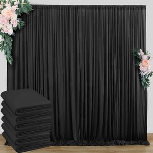 30 ft x 10 ft Wrinkle Free Black Backdrop Curtain for Parties, 6 Panels 10ft Polyester Black Photo Backdrop Drapes for Graduation Birthday Wedding Party Stage Curtains, Thick Bulk Background Curtains