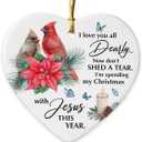 Sorry for Your Loss Gifts - Remembrance Gifts Christmas Decorations for Tree, Memorial Gift for Loss of Mom, Daughter, Father, Friend, Cardinal Heart-Shaped Ceramic Christmas Ornaments 2025,