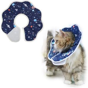 Soft Cat Recovery Collar,Adjustable Cat Cone, Protective Cone Collar After Surgery for Cats (Starry Sky, S)