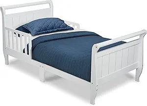 Delta Children Wood Sleigh Toddler Bed, White