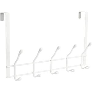 Better Houseware Over the Door Hooks - White Coated Steel 2-Tier Rack with 10 Durable Hooks - Anti-Rust & Scratch Resistant - Fits Most Standard Doors for Towels, Clothing Storage, Home, & Bathroom