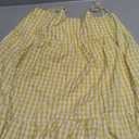 Womens Plaid A-line Dresses Shoulder Straps Ruffle Hem Casual Mini Dress with Side Pocket (Yellow, M)
