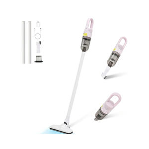 6-in-1 Lightweight Stick Vacuum Cleaner with 100W Powerful Motor, Mini Portable Household Handheld Vacuum Cleaner for Domestic Hard Floors, Carpets and Pet Hair(Pink Cordless with Plug)