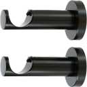 Ivilon Ceiling or Wall Mount Curtain Rod Brackets Holders for Curtain Rods of 7/8 and 1 Inch Diameter. Set of 2. Color Black