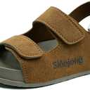 SMajong Boys Sandals Girls Sandal Kids Brown 2-3 Big Kid | Non-Slip Slides, Lightweight, Adjustable, Open Toes, Flat
