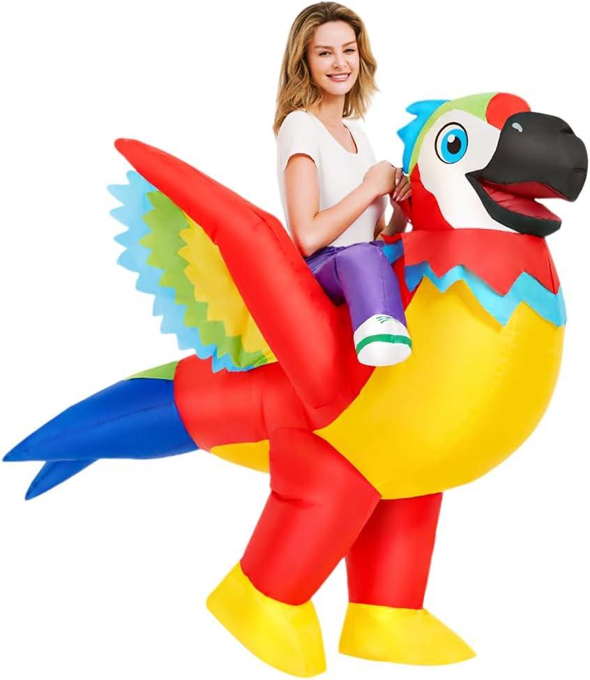 KOOY Inflatable Parrot Costume Adult Parrot Blow Up Costume For Funny Halloween Party Ride On Inflatable Costumes For Men Women, Blow Up Costume For Adults