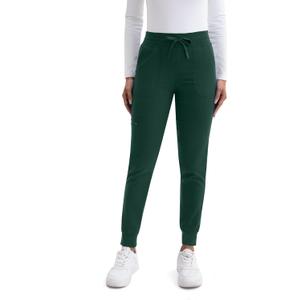 Scrub Pants for Women- Slim Fit Jogger Pants with 5 Pockets, 4-Way Stretch Soft Fabric Cargo Work Pant (Small, Deep Green)