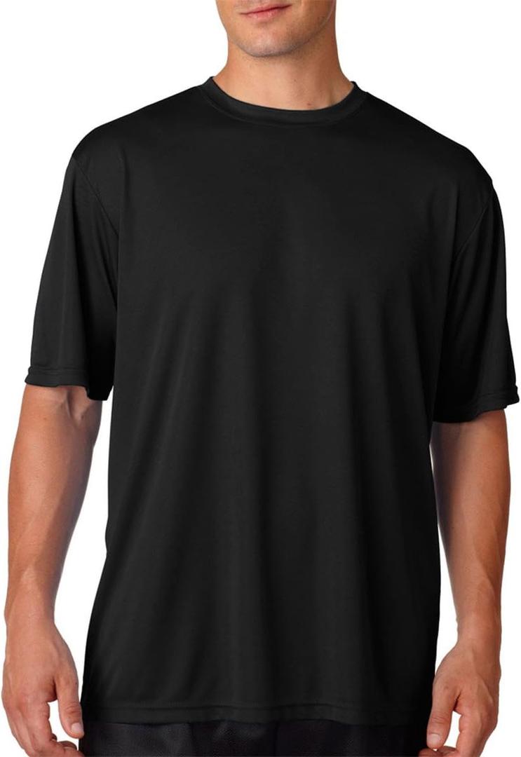 A4 Men's Cooling Performance Crew Short Sleeve Tee (Large, Black)