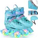 Roller Skates, Adjustable Roller Skates with Light up Wheels for Girls Boys Teens, Beginner & Advance | with Protective Gears and Carry Bag, Size: S- Little Kids (12C-2Y)