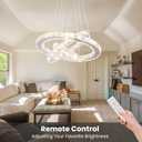Chandelier LED Crystal Chandelier Lighting Dimmable LED Chandeliers Modern Ceiling Light Fixture 3 Rings Adjustable Stainless Steel Pendant Light for Bedrooms Living Room