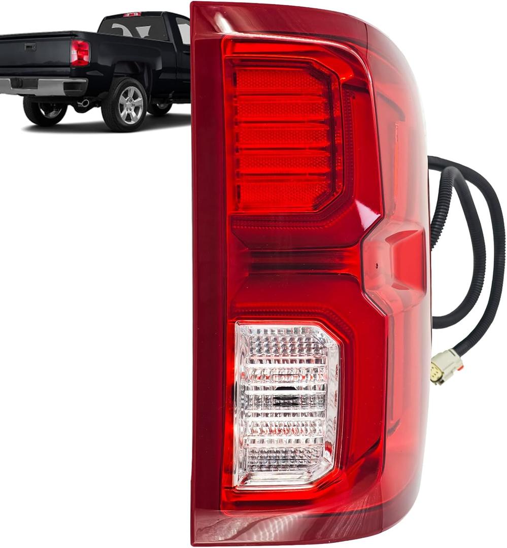 Right Passenger Side LED Tail Light Replacement for Chevy Silverado 1500 High Country LTZ 2016-2018 Rear Right Lamp Assembly Passenger Side Tail Light With Bulbs, 84288719 GM2801294, red