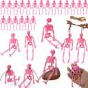 20pcs Poseable Pink Skeleton Ghost, 14.5cm Height,Sweet Playful Style Hanging Prop, Horror-Themed Party,Pink Skeleton Ornament, Birthdays, Girly Horror Scenes,mini Halloween Decorations