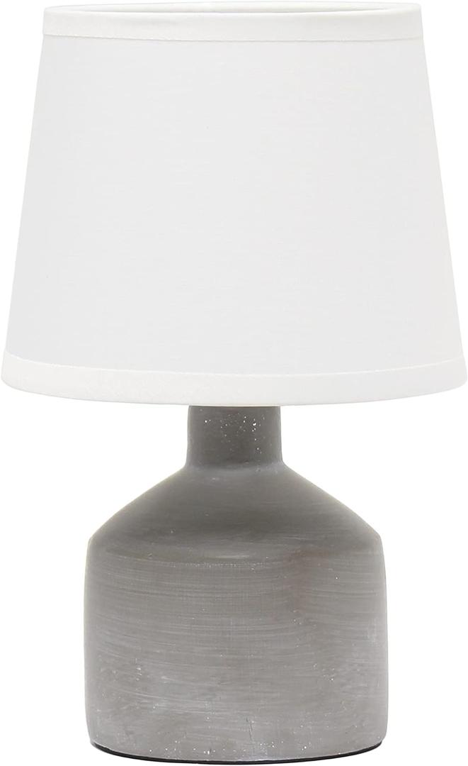 Simple Designs LT2080-GRY Mini Bocksbeutal Concrete Table Desk Lamp with Tapered Drum Fabric White Shade, Gray (Pack of 12)