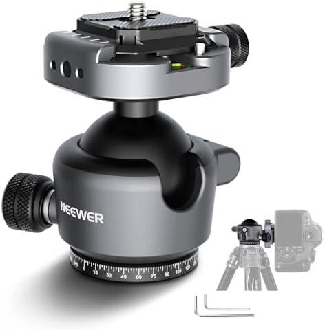 NEEWER GM41 Low Profile Tripod Ball Head, 40mm Metal Panoramic Camera Mount Adapter with 1/4" Arca Type QR Plate Compatible with Peak Design Capture Camera Clip, 360° Swivel & 90° Tilt, Max Load 22lb