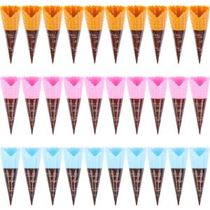 30 Pcs Mini Realistic Artificial Ice Cream Cone Adorable Ice Cream Cone Pretend Play Food Dollhouse Refrigerator Supplies Simulation Cone Light Clay Crisp Cone Cream Gel Food Play Accessories