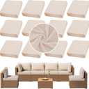Outdoor Cushion Covers Set,12PCS Jacquard Patio Furniture Couch Seat Slipcovers, Replacement for Sofa Sectional Chair(CoverOnly) (Cream)
