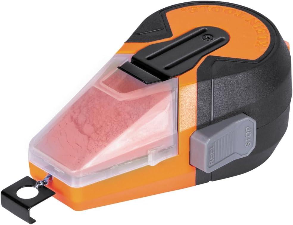 Klein Tools CHLK50R Chalk Line Tool, 50-Foot Auto-Retracting Reel, Mess-Free Refill, Includes 1.2-Oz Red Chalk