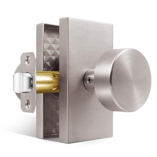 HIEMEY Door Knobs Interior Brushed Nickel, Modern Passage Satin Nickel Door Knob Door Handles for Hall and Closet
