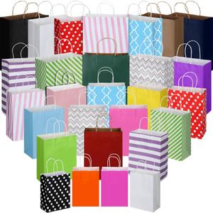 Tenceur 28 Pcs Gift Bags Assorted Sizes Paper Gift Bags Bulk Party Favor Bag with Handle for Wedding Valentine's Day Birthday Shopping Christmas, 8.3" Small, 10.6" Medium, 12.6" Large (Classic)