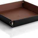 Vlando Valet Tray for Men Women, Nightstand Organizer Vanity Catchall Holder for Dresser Desk Storage Bedside, Travel PU Leather Jewelry Key Bowl Coin Watches and Candy Entryway Tray - Large, Brown