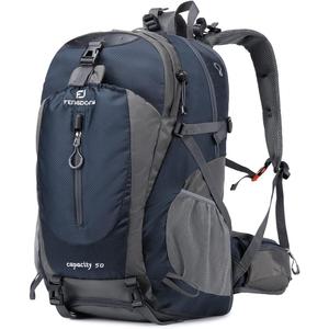 FENGDONG 50L Waterproof Lightweight Expandable Hiking,Camping,Travel Backpack with Shoes Compartment for Men Women Blue