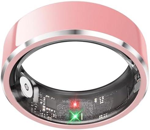 Health Smart Ring for Men Women, Fitness Tracker with Heart Rate/Blood Pressure/Blood Oxygen Monitor,Sleep Tracker,Pedometer, IP68 Waterproof Ring for iPhone&Android, No Subscription (Pink, Size8）