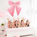 Large Christmas Pink Bow Tree Topper Big Bow Tree Topper Ornament Decorations Pink Plush Hanging Decor for Xmas Door Window Wall Girl Bachelorette Wedding Party Decoration Supplies Gifts 26 x 39In