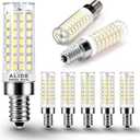 ALIDE E12 75 Watt Replacement LED Candelabra Bulbs C7,6000K Daylight Bright Cool White,800LM T6 7.5W LED E12 Chandelier Light Bulbs for Ceiling Fan Pendant Lighting,Non-dimmable,6 Pack