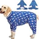 LovinPet Large Dog PJS Clothes: Wound Care/Post Surgery Mastiff Shirt, Lightweight Stretchy Knit Dog Pajamas, Mermaids & Unicorns Blue and White Print, Mastiff Pajamas, Pet PJ's /3XL