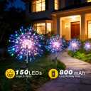 150 LED Solar Fireworks Lights Outdoor Waterproof, 1 Pack Modes Twinkling Fireworks Solar Fairy Lights for Garden Yard Patio Flowerbed Lawn Planter Walkway Decor (Multicolor)