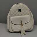 IHAYNER Women's Simple Design Quilted Mini Backpack - 3Pcs Leather Backpack Purse for Women (Beige)