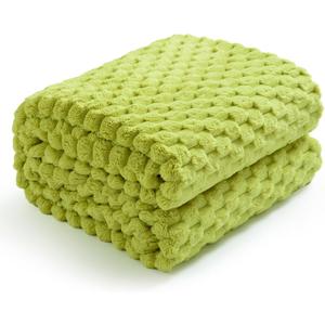 Excervent Flannel Fleece Throw Blanket (40x50 inches), Hexagon Jacquard Decorative Fuzzy Warm Blankets for Kids, Super Soft Cozy, Suitable for All Seasons,Light Green