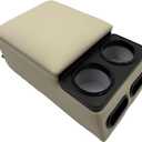 Car Center Console with Cup Holders, Universal Truck Bench Seat Organizer, Back Seat Storage (Beige)