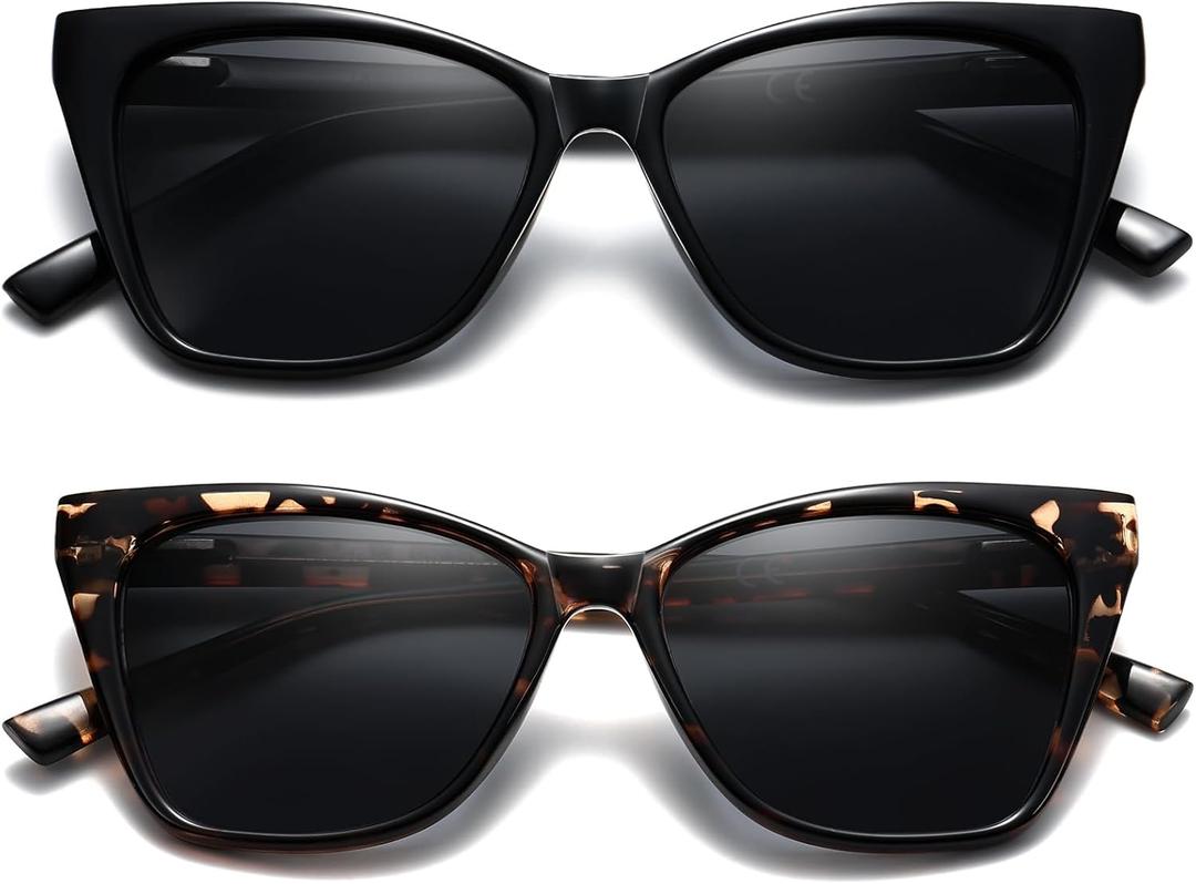 Oversized Reading Glasses Women Cat Eye Photochromic Computer Reader Stylish Ladies Designer Fashion Big Unbreakable Eyewear (Sun Reader (C9black&+c10 Tortoise))