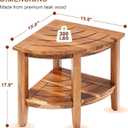 18" Teak Corner Shower Stool, 2-Tier Teak Shower Bench with Storage Shelf, Adjustable Non-Slip Feet, Natural