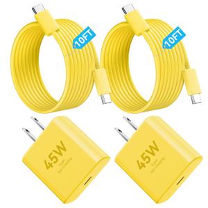 Phone 17 Charger Fast Charging, 45W Super Fast USB C Chargers Block with 10ft Type C Cord for Phone 17/17 Pro/17 Pro Max/Air/16 15 Pro Max Plus,iPad, Galaxy,Yellow