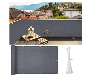 iCover 3x10ft Balcony Privacy Screen Fence, UV-Resistant Railing Fencing Cover for Porch Deck Patio Garden Backyard, Cable Zip Ties Included, Dark Grey