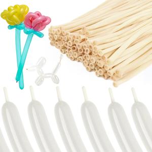 Clear 260 Balloons 100Pcs, Long Balloons for Tying Balloon Arches, Thick Latex Long Skinny Twisting Balloons for Animals, Wedding & Party Decorations