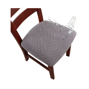 Genina Chair Seat Covers Waterproof Dining Room Chair Covers 6 Pack Stretch Seat Covers for Dinning Room Chair Protector Slipcover for Kitchen, Hotel (6, Pattern1-Light Gray)