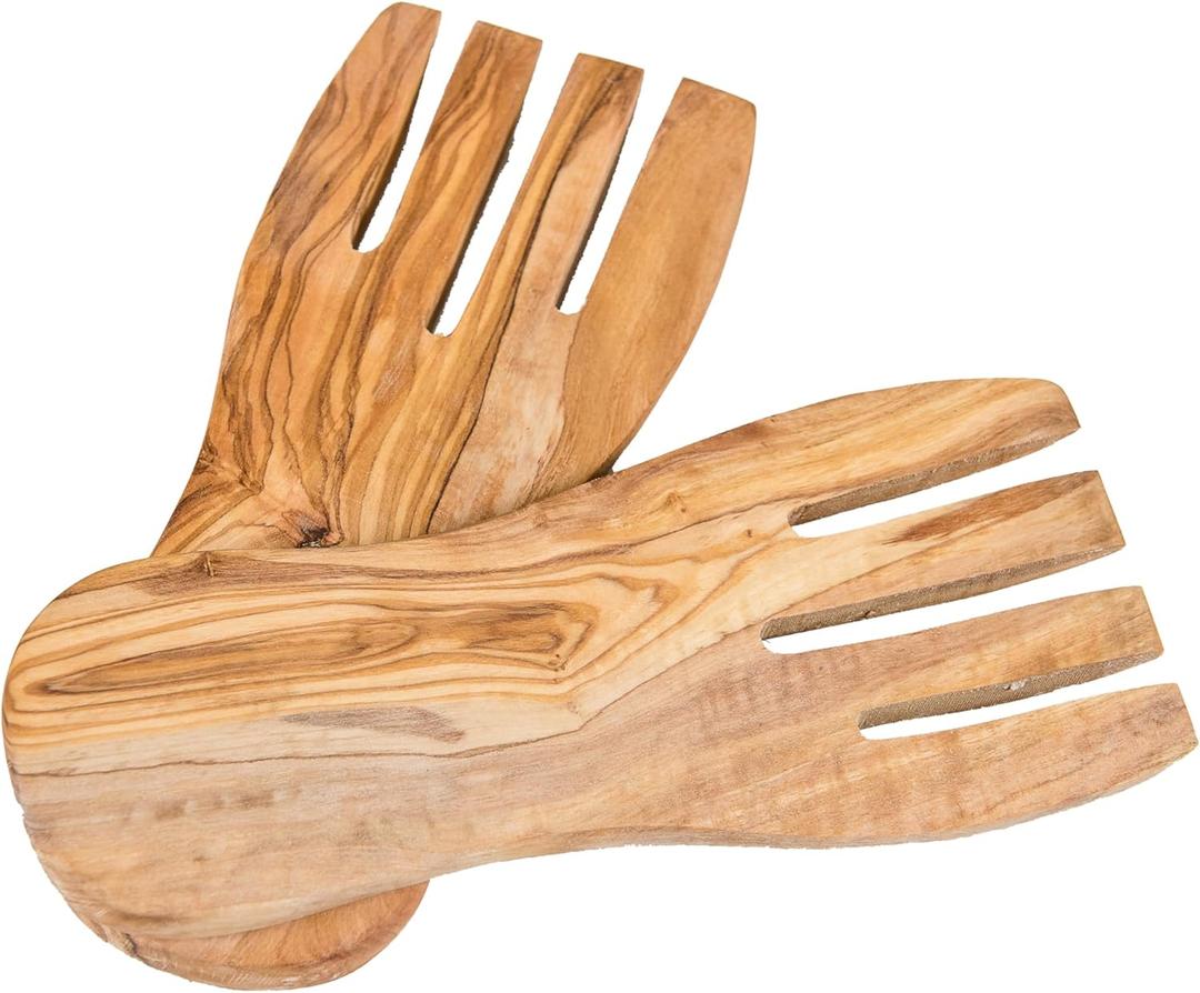 Lipper International Olive Wood Salad Hands, 4" x 7.5", One Pair
