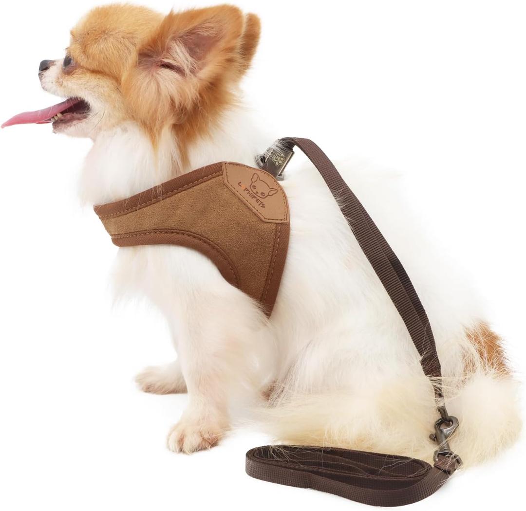 LOPHIPETS Lightweight Dog Harness with Leash Set for Small Dogs Chihuahua Yorkie Puppy Cat-Coffee/S