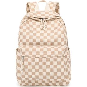School Backpack for Teen Girls Bookbags Elementary High School Corduroy Laptop Bags Women Travel Daypacks (Corduroy Brown White)